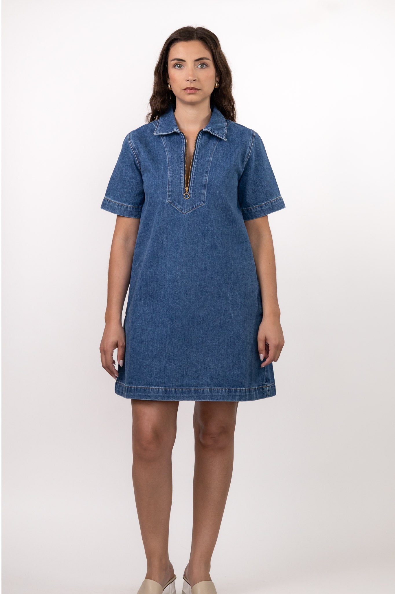 Robe t-shirt en jean BEKA avec zip