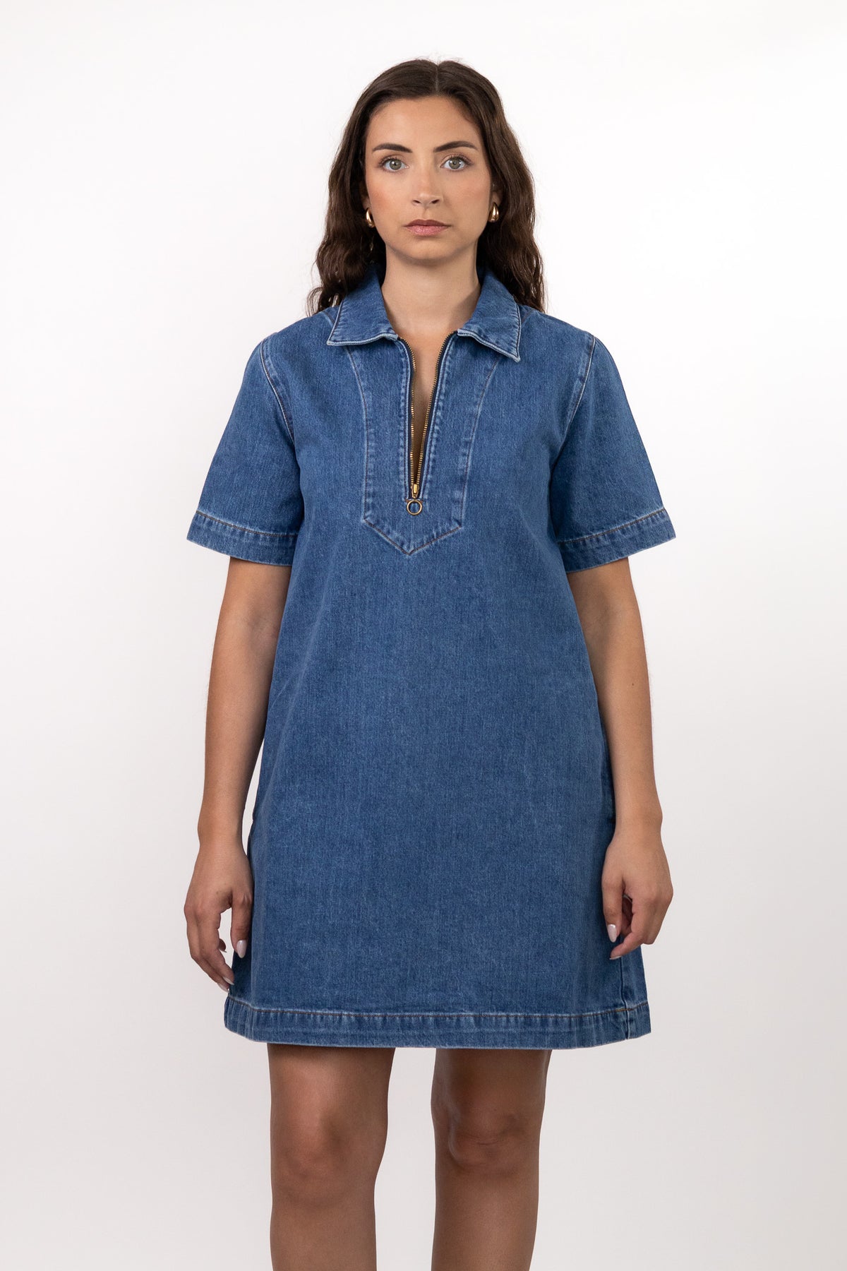 Robe t-shirt en jean BEKA avec zip