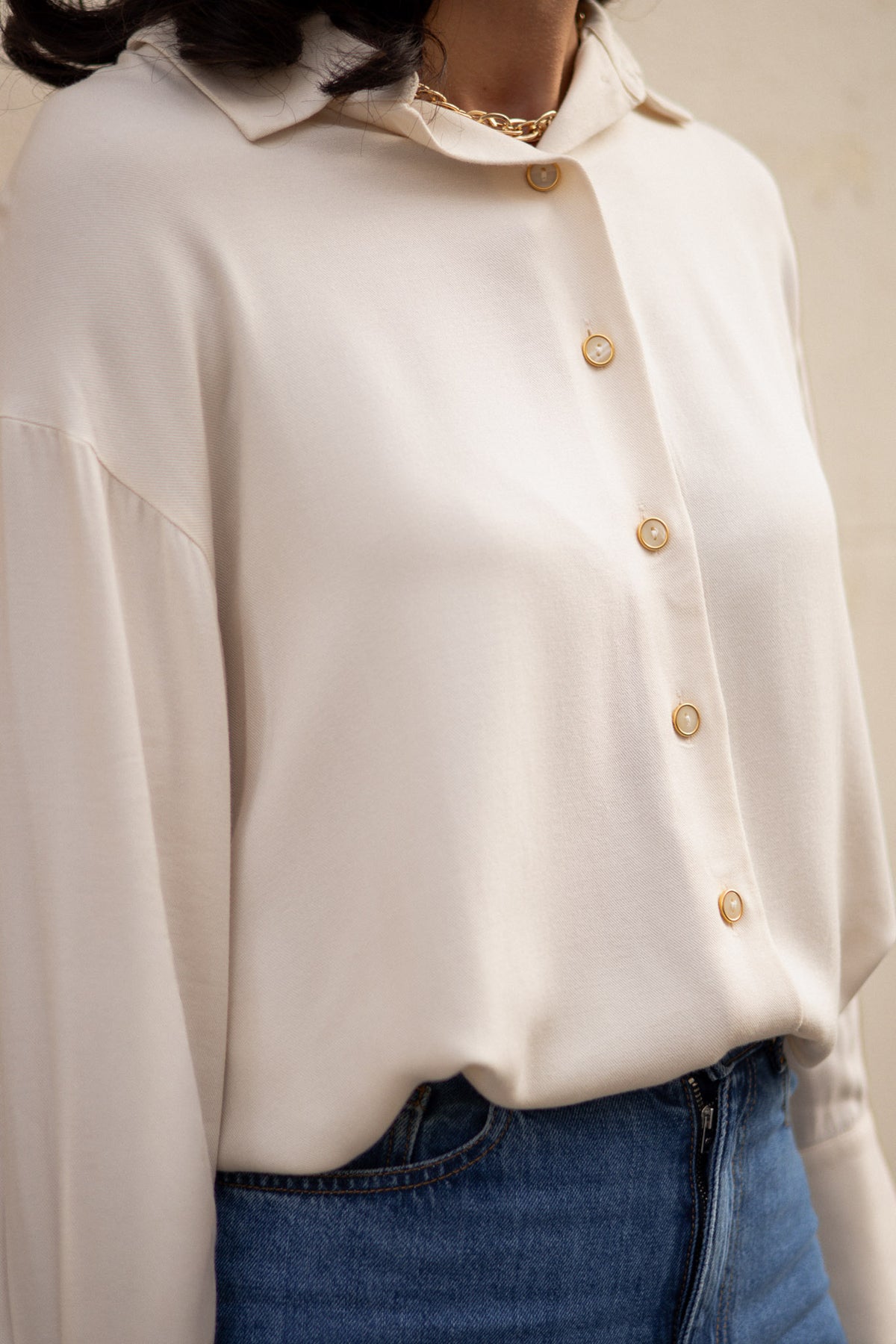 Chemise liberty écrue zoom boutons