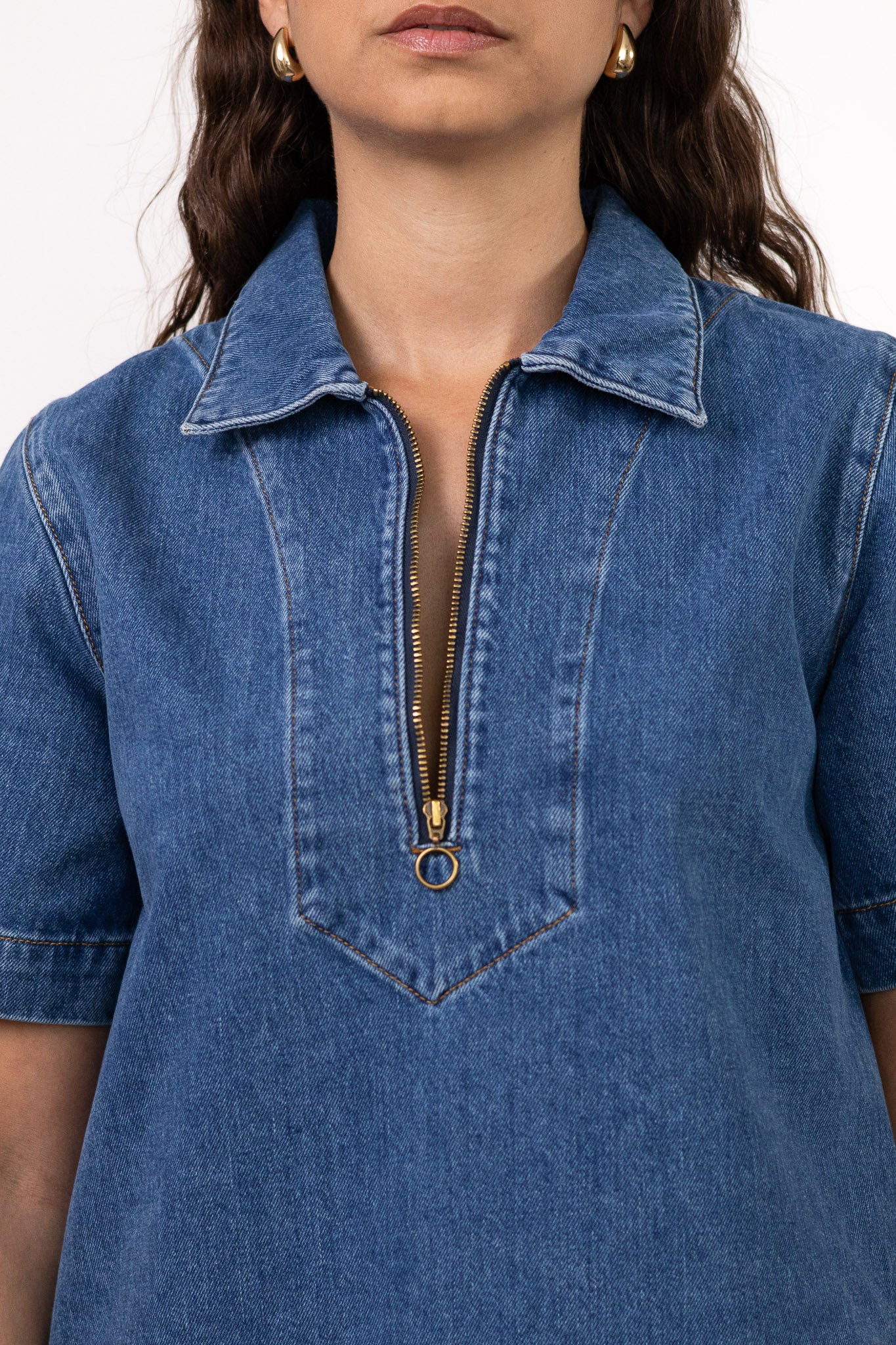 Robe t-shirt en jean BEKA avec zip zoom