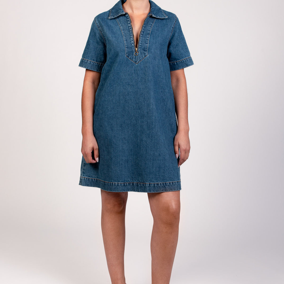 Robe Courte GAP En Mélange De Lin, Taille 2, Motif Chambray Bleu Clair Et Foncé, Doublée