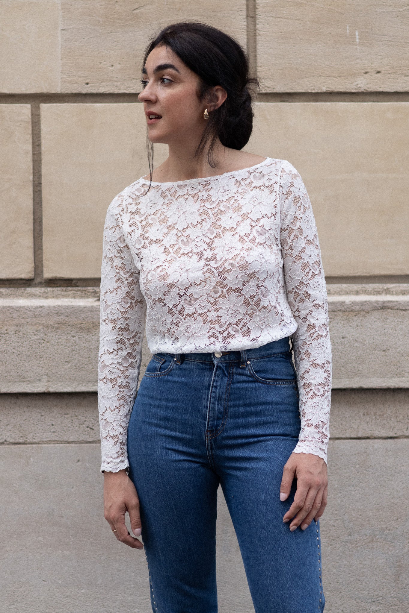 top dentelle EDEN avec col bateau